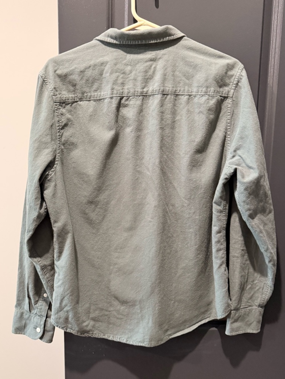 Madewell Mens Crinkle Cotton Perfect Long-Sleeve Shirt in Architect Green - Picture 7 of 12